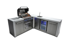 Load image into Gallery viewer, MONT ALPI 4-BURNER DELUXE ISLAND WITH A 90-DEGREE CORNER AND BEVERAGE CENTERMAi400-D90BEV-