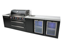 Load image into Gallery viewer, MONT ALPI 805 BLACK STAINLESS STEEL ISLAND WITH A BEVERAGE CENTER AND FRIDGE CABINET-MAi805-BSSBEVFC