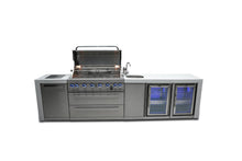 Load image into Gallery viewer, MONT ALPI 6-BURNER DELUXE ISLAND WITH A BEVERAGE CENTER AND FRIDGE CABINET-MAi805-DBEVFC-