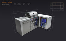 Load image into Gallery viewer, MONT ALPI 4-BURNER DELUXE ISLAND WITH A 90-DEGREE CORNER AND A FRIDGE CABINET-MAi400-D90FC