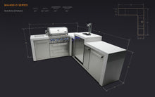 Load image into Gallery viewer, MONT ALPI 4-BURNER DELUXE ISLAND WITH A 90-DEGREE CORNER AND KEGERATOR-MAi400-D90KEG