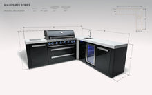 Load image into Gallery viewer, MONT ALPI 805 BLACK STAINLESS STEEL ISLAND WITH A 90-DEGREE CORNER AND BEVERAGE CENTER-MAi805-BSS90BEV