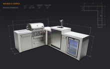 Load image into Gallery viewer, MONT ALPI 4-BURNER DELUXE ISLAND WITH A 90-DEGREE CORNER, KEGERATOR AND FRIDGE CABINET-MAi400-D90KEGFC