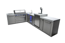 Load image into Gallery viewer, MONT ALPI 6-BURNER ISLAND WITH A 90-DEGREE CORNER, KEGERATOR AND BEVERAGE CENTER-MAi805-90KEGBEV