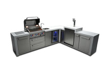 Load image into Gallery viewer, MONT ALPI 4-BURNER DELUXE ISLAND WITH A 90-DEGREE CORNER, KEGERATOR AND BEVERAGE CENTER-MAi400-D90KEGBEV