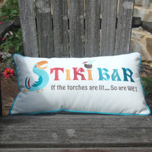 Load image into Gallery viewer, Rightside Design-Tiki Bar Embroidered Indoor/Outdoor Lumbar Pillow