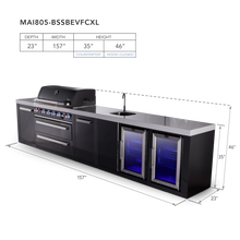Load image into Gallery viewer, Mont Alpi 6-Burner Black Stainless Island w/Beverage Center, Fridge &amp; Extra Storage Cabinet
