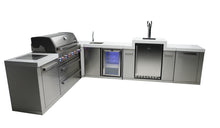 Load image into Gallery viewer, MONT ALPI 6-BURNER ISLAND WITH A 90-DEGREE CORNER, KEGERATOR AND BEVERAGE CENTER-MAi805-90KEGBEV
