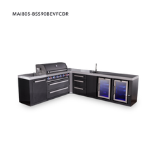 Load image into Gallery viewer, Mont Alpi 6-Burner Black Stainless Island w/90 Degree Corner, Beverage Center, Fridge &amp; Extra Storage Drawers
