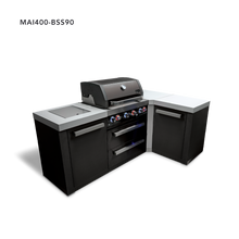 Load image into Gallery viewer, Mont Alpi 4 Burner Black Stainless Steel Island w/90 Degree Corner
