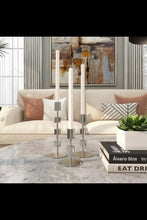 Load image into Gallery viewer, SET OF 3 SILVER BENSON CANDLESTICKS
