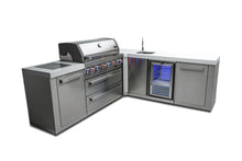 Load image into Gallery viewer, MONT ALPI 6-BURNER ISLAND WITH A 90-DEGREE CORNER AND BEVERAGE CENTER-MAi805-90BEV
