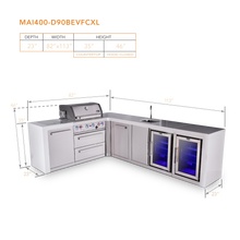 Load image into Gallery viewer, Mont Alpi 4-Burner Deluxe Series w/90 Degree Corner, Beverage Center, Fridge and Extra Cabinet

