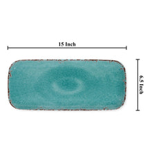 Load image into Gallery viewer, Supreme Housewares - Crackle Turq 15" Melamine Rectangle Tray
