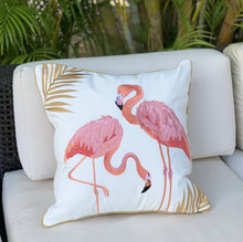 Load image into Gallery viewer, Rightside Design - Flamingo Fancy Embroidered Indoor/outdoor Pillow
