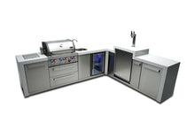 Load image into Gallery viewer, MONT ALPI 4-BURNER DELUXE ISLAND WITH A 90-DEGREE CORNER, KEGERATOR AND BEVERAGE CENTER-MAi400-D90KEGBEV
