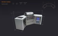 Load image into Gallery viewer, MONT ALPI 4-BURNER DELUXE ISLAND WITH 45-DEGREE CORNERS AND A FRIDGE CABINET-MAi400-D45FC
