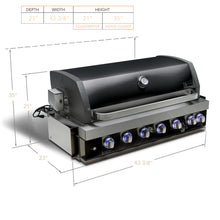 Load image into Gallery viewer, MONT ALPI 44" BLACK STAINLESS STEEL BUILT-IN GRILL-MABi805-BSS
