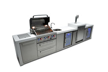 Load image into Gallery viewer, MONT ALPI 4-BURNER DELUXE ISLAND WITH A KEGERATOR, BEVERAGE CENTER AND FRIDGE CABINET-MAi400-DKEGBEVFC
