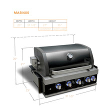 Load image into Gallery viewer, MONT ALPI 32" BLACK STAINLESS STEEL BUILT-IN GRILL-MABi400-BSS
