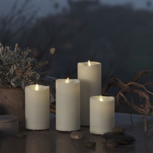 Load image into Gallery viewer, Pearl Ivory Outdoor Flameless Candle Pillar - Melted Top -
