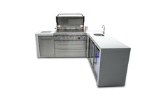 Load image into Gallery viewer, MONT ALPI 6-BURNER DELUXE ISLAND WITH A 90-DEGREE CORNER, BEVERAGE CENTER AND FRIDGE CABINETMAi805-D90BEVFC

