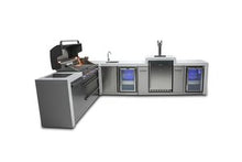 Load image into Gallery viewer, MONT ALPI 6-BURNER DELUXE ISLAND WITH A 90-DEGREE CORNER, KEGERATOR, BEVERAGE CENTER AND FRIDGE CABINET-MAi805-D90KEGBEVFC
