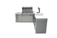 Load image into Gallery viewer, MONT ALPI 6-BURNER DELUXE ISLAND WITH A 90-DEGREE CORNER, KEGERATOR AND FRIDGE CABINET-MAi805-D90KEGFC
