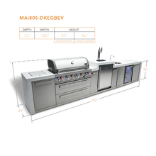 Load image into Gallery viewer, MONT ALPI 6-BURNER DELUXE ISLAND WITH A KEGERATOR AND A BEVERAGE CENTER-MAi805-DKEGBEV
