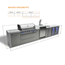 Load image into Gallery viewer, Mont Alpi 805 Deluxe Island with a Kegerator, Beverage Center and Fridge Cabinet-MAi805-DKEGBEVFC
