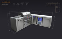 Load image into Gallery viewer, MONT ALPI 6-BURNER ISLAND WITH A 90-DEGREE CORNER AND BEVERAGE CENTER-MAi805-90BEV
