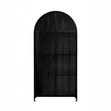 Load image into Gallery viewer, Arched Metal Cabinet with Glass Doors - Black
