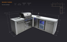 Load image into Gallery viewer, MONT ALPI 4-BURNER DELUXE ISLAND WITH A 90-DEGREE CORNER AND BEVERAGE CENTERMAi400-D90BEV-
