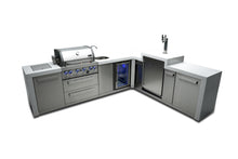 Load image into Gallery viewer, MONT ALPI 4-BURNER DELUXE ISLAND WITH A 90-DEGREE CORNER, KEGERATOR AND BEVERAGE CENTER-MAi400-D90KEGBEV
