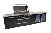 Load image into Gallery viewer, MONT ALPI 805 BLACK STAINLESS STEEL ISLAND WITH A BEVERAGE CENTER AND FRIDGE CABINET-MAi805-BSSBEVFC
