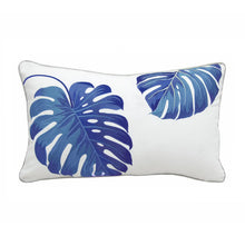 Load image into Gallery viewer, Rightside Design-Embroidered Blue Monstera Indoor/outdoor Pillow
