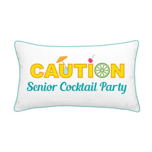 Load image into Gallery viewer, Rightside Design-Caution Senior Cocktail Party Indoor/Outdoor Lumbar Pillow
